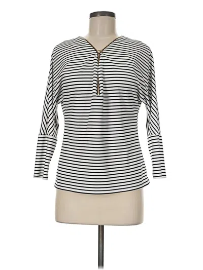 Pre-owned Frank Lyman Design Long Sleeve Top Ivory Keyhole Neckline Tops