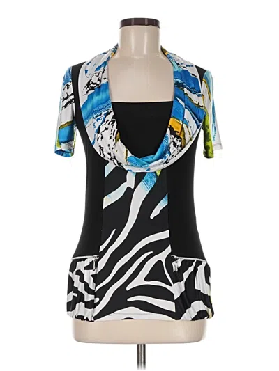 Pre-owned Frank Lyman Design Short Sleeve Top Black Cowl Neck Tops