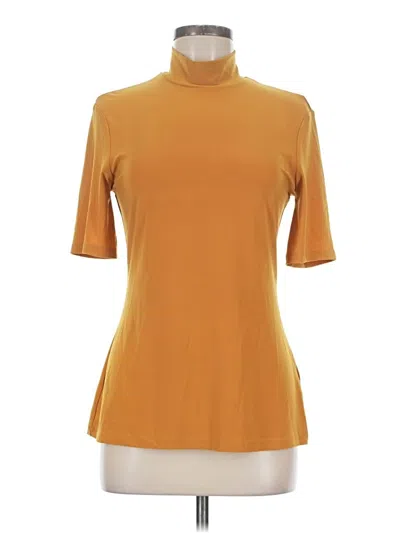 Pre-owned Frank Lyman Design Short Sleeve Top Orange Mock Neckline Tops