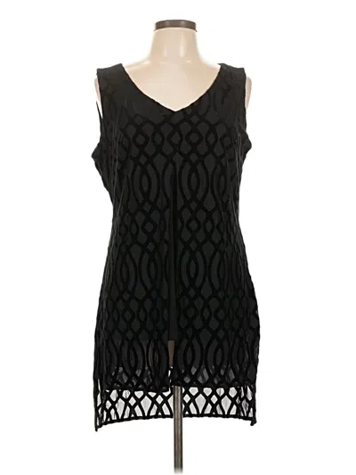 Pre-owned Frank Lyman Design Sleeveless Top Black V Neck Tops