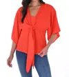 Frank Lyman Draped Open Front Cardigan In Rouge In Multi