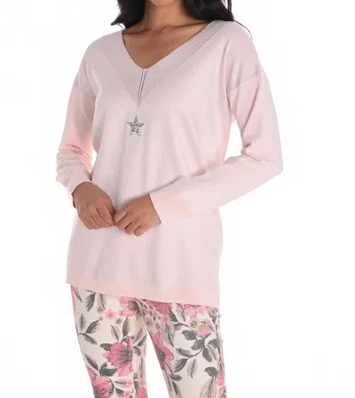 Frank Lyman Embellished Knit Top In Blush In Pink