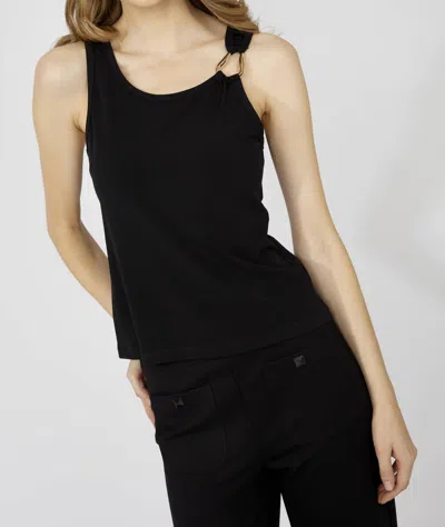 Frank Lyman Embellished Scoop Neck Top In Black