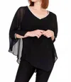 Frank Lyman Embellished V-neck Woven Top In Black In Black