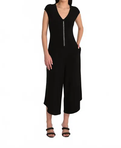Frank Lyman Embellished Zipper Jumpsuit In Black