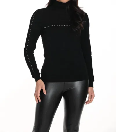 Frank Lyman Embellishments Turtleneck Top In Black