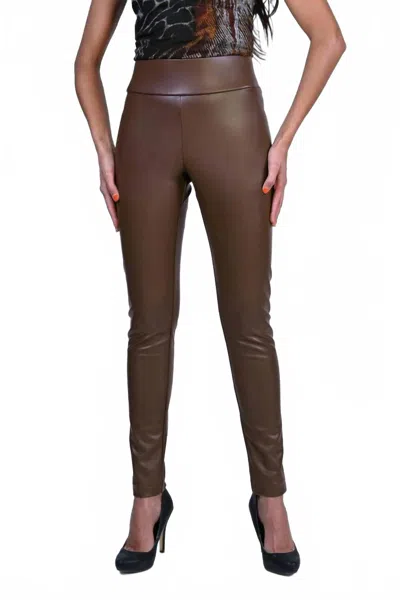 Frank Lyman Faux Leather Leggings In Toffee In Brown