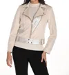 Frank Lyman Faux Suede Moto Jacket In Beige In Beige