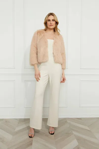 Frank Lyman Fenna Faux Fur Jacket In Blush In Brown