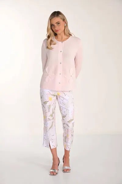 Frank Lyman Fina Floral Print Cropped Trousers In Blush In Pink