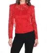 Frank Lyman Fitted Lace Top In Red In Red