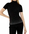 Frank Lyman Fitted Polka Dot Knit Top In Black/silver In Black