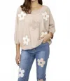 Frank Lyman Floral Crew Neck Sweater In Blush In Neutral
