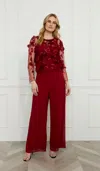 Frank Lyman Floral Embroidered Pullover Top In Red
