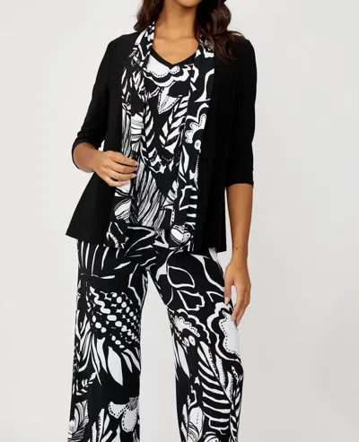 Frank Lyman Floral Knit Cardigan In Black/white In Multi