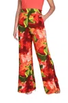 Frank Lyman Floral Knit Pant In Red/green In Multi