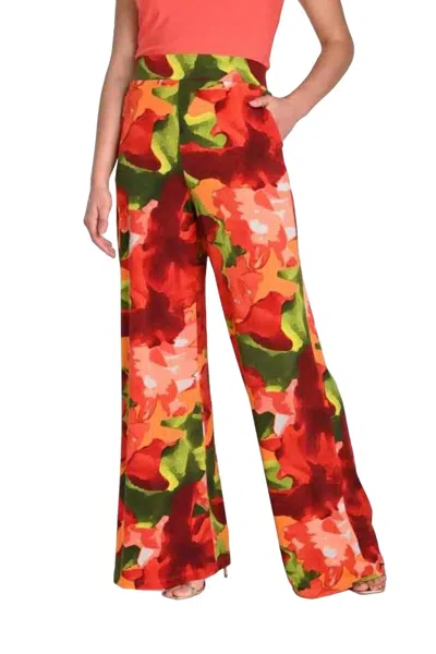 Frank Lyman Floral Knit Pant In Red/green In Multi