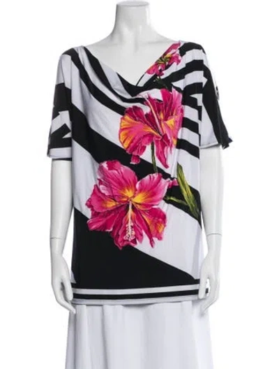 Pre-owned Frank Lyman Floral Print Cowl Neck Top In Multi