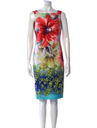 Pre-owned Frank Lyman Floral Print Knee-length Dress In Multicolor