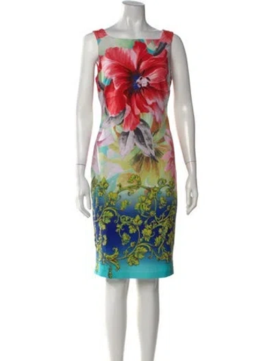 Pre-owned Frank Lyman Floral Print Knee-length Dress In Multicolor