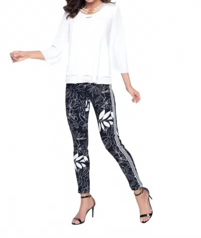 Frank Lyman Floral Print Pull-on Pant In Black And White