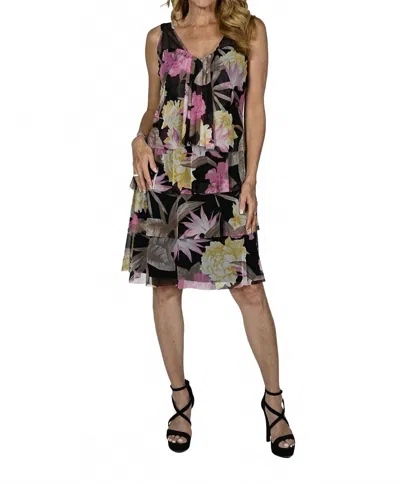 Frank Lyman Floral Printed Dress In Black Multi
