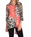 Frank Lyman Floral V-neck Relaxed Fit Top In Beige/orange In Black