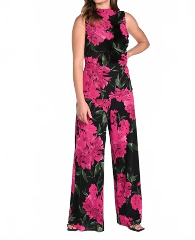 Frank Lyman Floral Wide Leg Pant In Pink In Multi