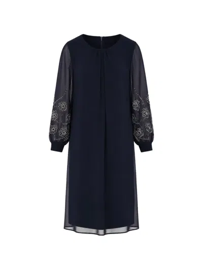 Frank Lyman Floral-embroidered Mini Dress In Black