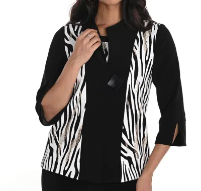 Frank Lyman Formal Animal Print Blazer In Black/off White In Multi