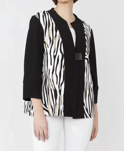 Frank Lyman Formal Animal Print Blazer In Black/off-white In Multi