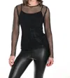 Frank Lyman Glamorous Fishnet Pullover In Black In Black