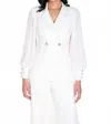 Frank Lyman Notched Collar Double-breasted Blazer In Off White In White