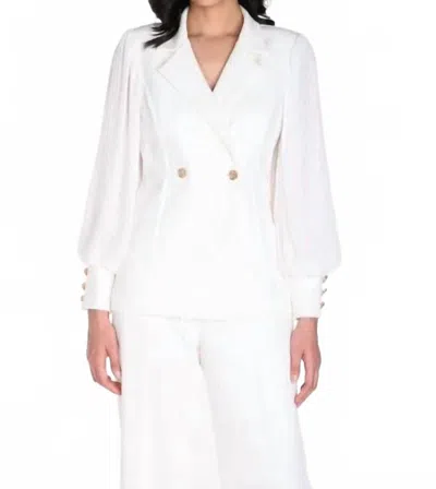 FRANK LYMAN GOLD BUTTON JACKET IN WHITE