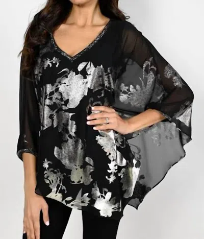 Frank Lyman Gold Floral Overlay Top - 229212 In Black/gold