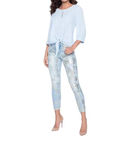 Frank Lyman Embellished Woven Jeans In Light Wash In Blue