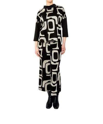 Frank Lyman Graphic Print Pullover In Black/beige