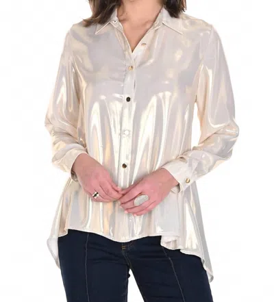 Frank Lyman High Low Shimmer Blouse In Cream In White