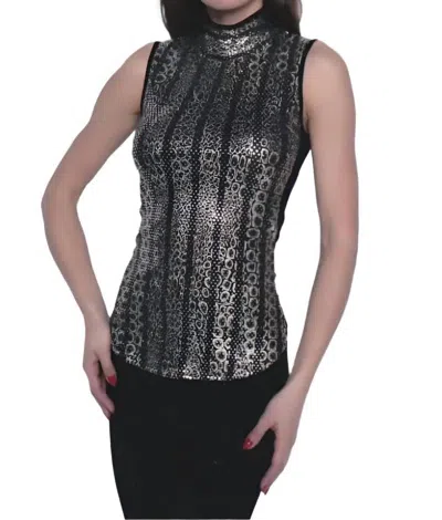Frank Lyman High Neck Knit Top In Black