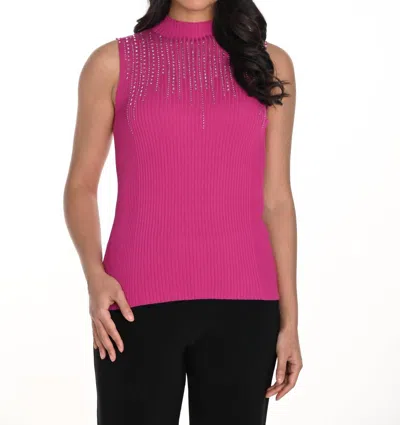 Frank Lyman High Neck Knit Top In Fuchsia