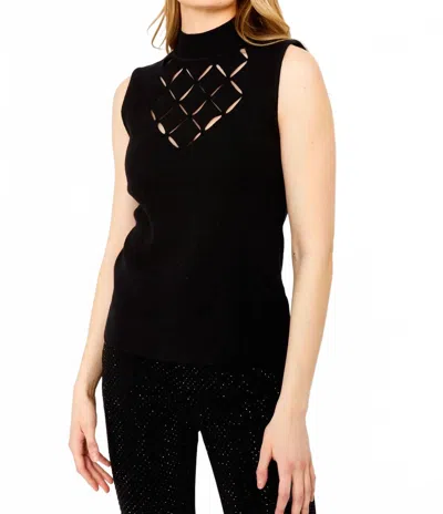Frank Lyman High Neck Sleeveless Top In Black