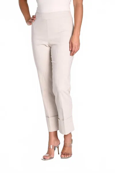 Frank Lyman High Rise Pull On Woven Pants In Oatmeal In White