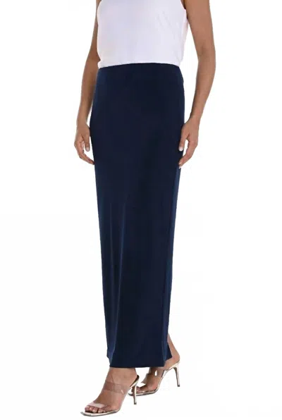 Frank Lyman High Waist Pull On Pencil Maxi Skirt In Midnight In Blue