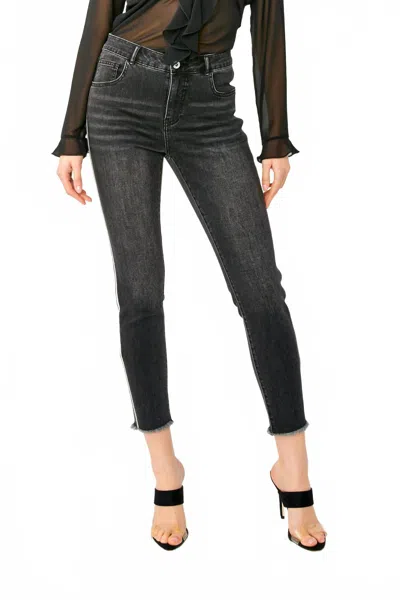 Frank Lyman High Waisted Skinny Jeans In Charcoal In Black