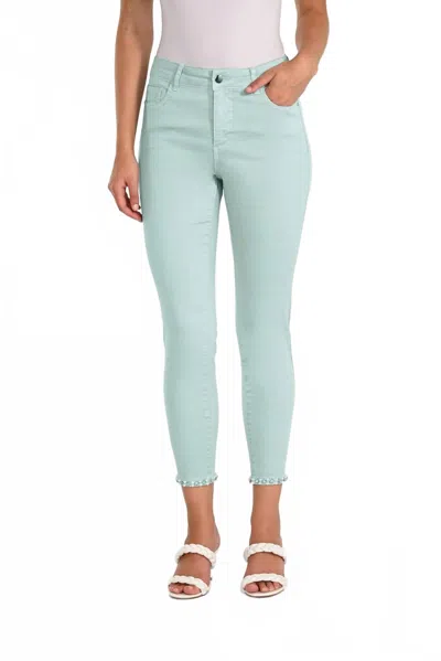 Frank Lyman High-waisted Embellished Skinny Jeans In Mint In Blue