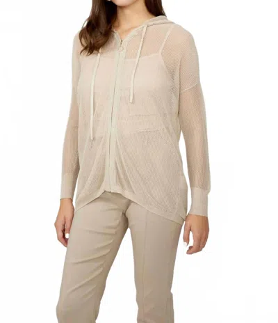 Frank Lyman Hooded Casual Zipper Jacket In Beige In Neutral