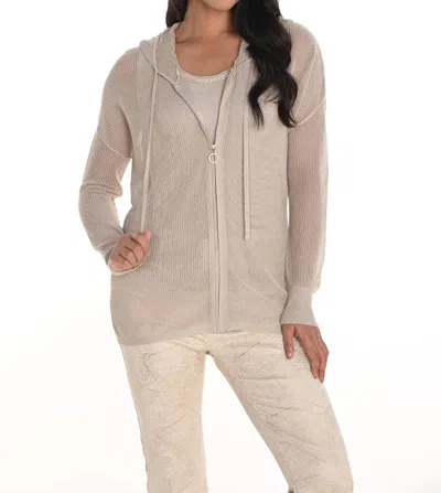 Frank Lyman Hooded Zipper Cardigan/jacket In Gold In Gray