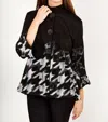 Frank Lyman Houndstooth Knit Jacket In Black/gray In Black
