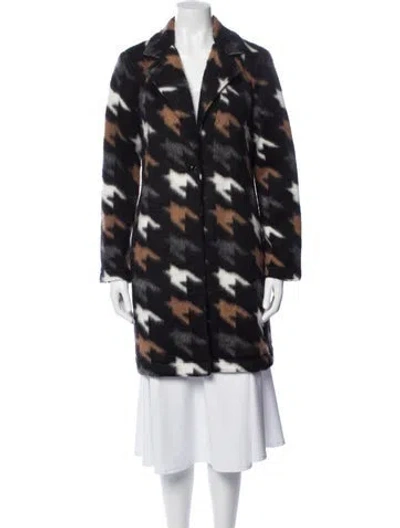Pre-owned Frank Lyman Houndstooth Print Coat In Black