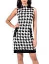 Frank Lyman Houndstooth Print Mini Dress In Black-and-white In Black